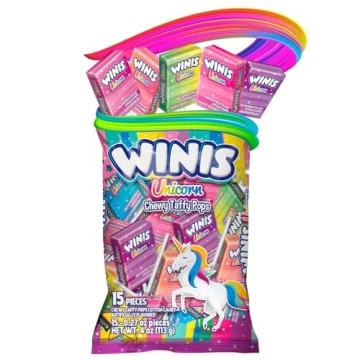 Winis Unicorn Chewy Taffy Pops Cotton Candy 4.3 Oz
