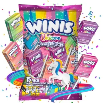 Winis Unicorn Chewy Taffy Pops Cotton Candy 4.3 Oz