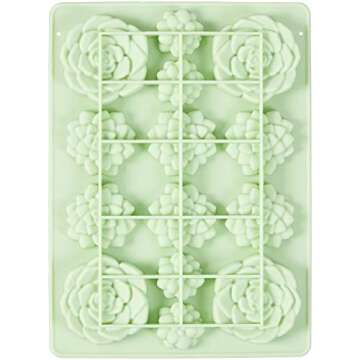 Wilton Succulents Candy Mould, Silicone, Mint, 14 Holes