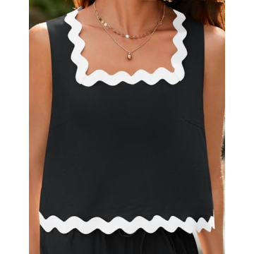 ZESICA Women's Summer Lounge Set Soft Linen Matching Outfit