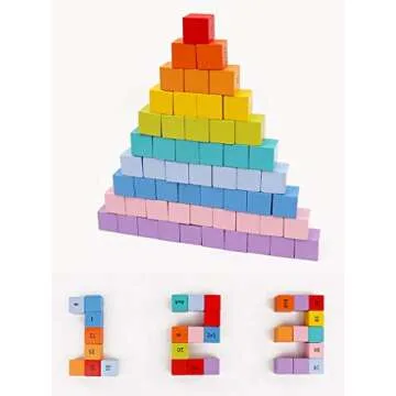 Umbresen Wooden Multiplication Board Game, 100 Cubes Blocks Montessori 10x10 Times Table Tray with Answers Preschool Learning Toys Gift for Children Kids (Multiplication Board)