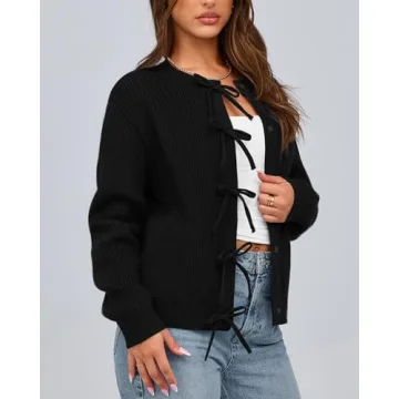Trendy BTFBM Women's Bow Cardigan Sweater - Fall 2025