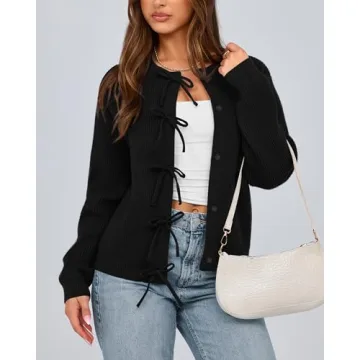 Trendy BTFBM Women's Bow Cardigan Sweater - Fall 2025