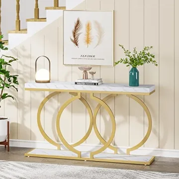 Tribesigns Gold Entryway Table for Modern Living Rooms