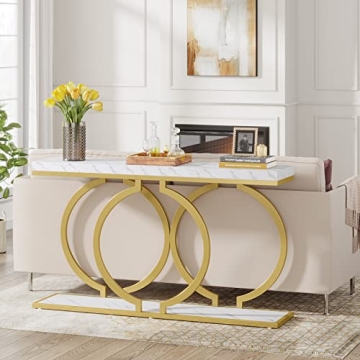 Tribesigns Gold Entryway Table for Modern Living Rooms