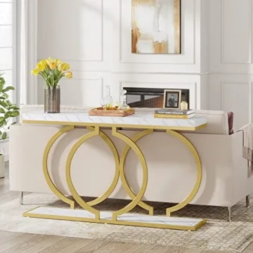 Tribesigns Gold Entryway Table for Modern Living Rooms