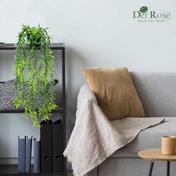 Der Rose 6 Pack Fake Plants Hanging Artificial Vines Faux Plants Indoor for Wall Shelf Bookshelf Outdoor Decor