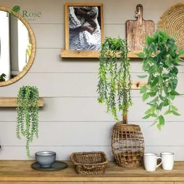 Der Rose 6 Pack Fake Plants Hanging Artificial Vines Faux Plants Indoor for Wall Shelf Bookshelf Outdoor Decor