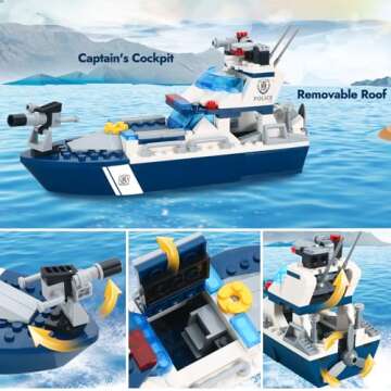COGO MAN City Police Patrol Boat Building Blocks - Adventure Awaits!