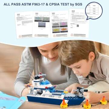 COGO MAN Police Patrol Boat Building Set for Kids