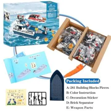 COGO MAN Police Patrol Boat Building Set for Kids