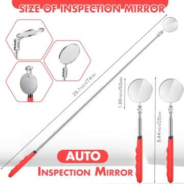 Copkim Telescoping Inspection Mirror - 29 Inch Durable Mechanics Tool with Adjustable Handle