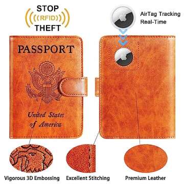 Airtag Passport Holder Cover Wallet RFID Blocking Leather Case Travel Essentials Luggage Accessories...