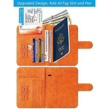Airtag Passport Holder Cover Wallet RFID Blocking Leather Case Travel Essentials Luggage Accessories Travel Must Have(118#Claybank)