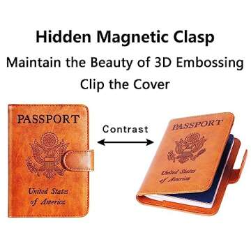 Airtag Passport Holder Cover Wallet RFID Blocking Leather Case Travel Essentials Luggage Accessories Travel Must Have(118#Claybank)
