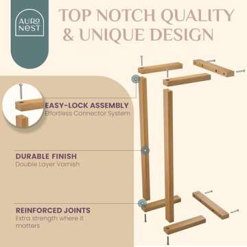 Aura Nest Bamboo Towel Racks - Vertical Wood Towel Rack Bamboo Bathroom Accessories, Storage, Wall Towel Rack for Rolled Towels for Bathroom Furniture, Spa Furniture and Decor (Natural, Medium)