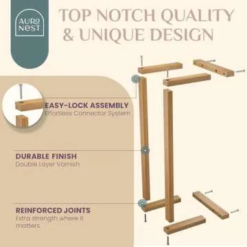 Aura Nest Bamboo Towel Racks - Vertical Wood Towel Rack Bamboo Bathroom Accessories, Storage, Wall Towel Rack for Rolled Towels for Bathroom Furniture, Spa Furniture and Decor (Natural, Medium)