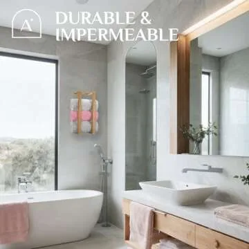 Aura Nest Bamboo Towel Racks - Vertical Wood Towel Rack Bamboo Bathroom Accessories, Storage, Wall Towel Rack for Rolled Towels for Bathroom Furniture, Spa Furniture and Decor (Natural, Medium)