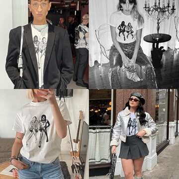 HOHOPEACH Baby Tees Y2k Shirt 90s Outfit Woman 2000s Fashion Graphic Tees Y2k Cute Shirts Vintage Cl...