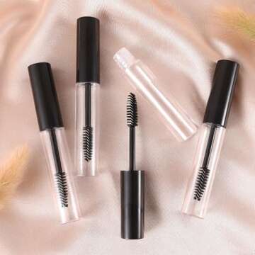 4 Pack Empty Mascara Tube with Eyelash Wand, ForSewian10ml Premium Eyelash Cream Container Bottle with Mini Funnels and Leak Stoppers (black)