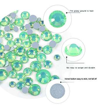 DAODER 4pack Sparkly Opal Rhinestones for Nails 3D Nail Art Rhinestones Kit Crystal Diamond Rhinestones and Charms Nail Decoration Flatback Gems Stones Pink White Blue Green Nail Jewels Crafts DIY