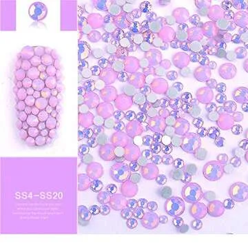 DAODER 4pack Sparkly Opal Rhinestones for Nails 3D Nail Art Rhinestones Kit Crystal Diamond Rhinestones and Charms Nail Decoration Flatback Gems Stones Pink White Blue Green Nail Jewels Crafts DIY
