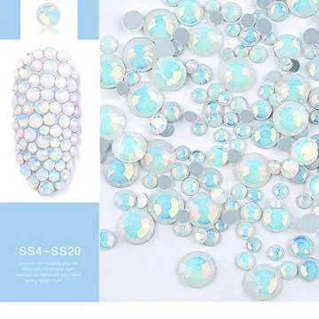 DAODER 4pack Sparkly Opal Rhinestones for Nails 3D Nail Art Rhinestones Kit Crystal Diamond Rhinestones and Charms Nail Decoration Flatback Gems Stones Pink White Blue Green Nail Jewels Crafts DIY