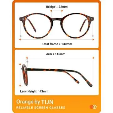 TIJN Blue Light Blocking Glasses Men Women Vintage Thick Round Rim Frame Eyeglasses(Transparent,Whiskey Tortoise)