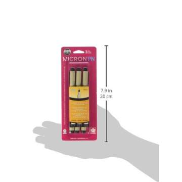 SAKURA Black Pigma Micron PN Pens .45mm 3/Pkg, Original Version