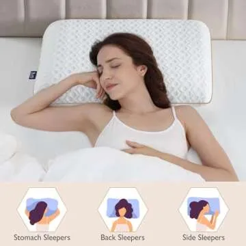 BedStory Memory Foam Pillow Medium Firm - Gel Foam Pillows for Sleeping Standard Size - Orthopedic Bed Pillows for Neck Pain - Stomach and Back Sleepers