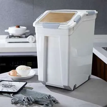 HANAMYA 33 Liter / 50 lbs Rice Storage Container with Measuring Cup, BPA free, For Rice | Grain | Pe...