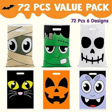 JOYIN 72 Pcs Halloween Goodie Bags for Trick-or-Treating, Halloween Snacks, Halloween Party Favors, ...