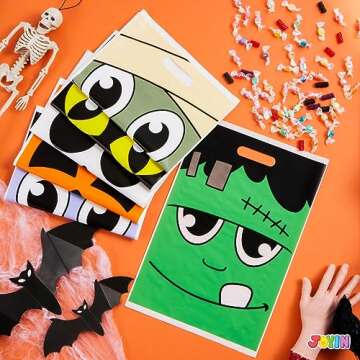JOYIN 72 Pcs Halloween Goodie Bags for Trick-or-Treating, Halloween Snacks, Halloween Party Favors, Event Party Favor Supplies, Halloween Trick or Treat Bags, Classroom Goody Bags