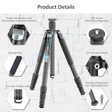 Professional Heavy Duty Carbon Fiber Tripod, ARTCISE 72.6'' Camera Tripod Monopod, 10-Layer Carbon Fibre Tube, 32.5mm Leg with Panorama 44mm Tripod Ball Head for Canon Sony DSLR SLR Digital Camcorder