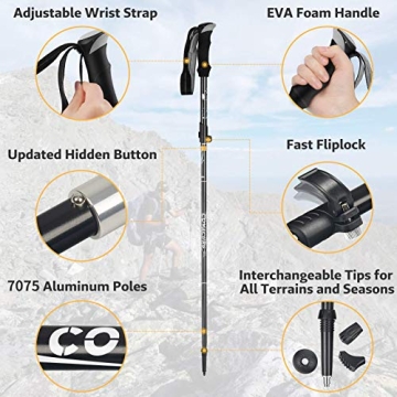 Ultralight 7075 Aluminum Trekking Poles Antishock Quick Lock