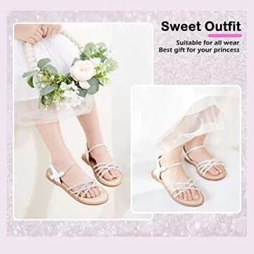 PHIRAMIN Girls Silver Sandals - Toddler Girl Dress Shoes Size 11 for Summer Party Wedding School Flats