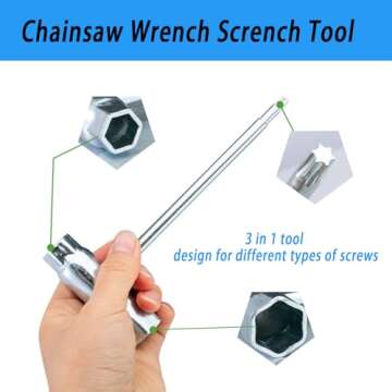 Ceukius Chain Saw Scrench, Replacement Combination T27 Screwdriver and 13mm x 19mm T-wrench, Chainsaw Tool Wrench, Socket Wrench for Spark Plug(1 Pack)