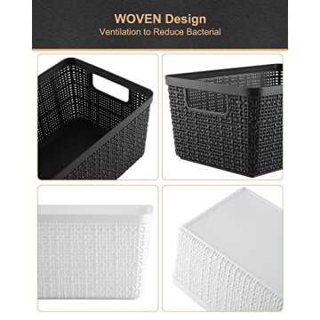EOENVIVS Set of 6 Stylish Plastic Storage Baskets