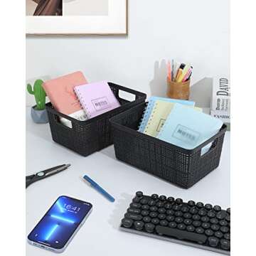 EOENVIVS Set of 6 Stylish Plastic Storage Baskets