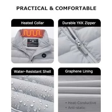 Venustas Women's Lightweight Heated Jacket with Battery, 6-Zone Electric Puffer Winter Coat for Outdoor Camping Hiking