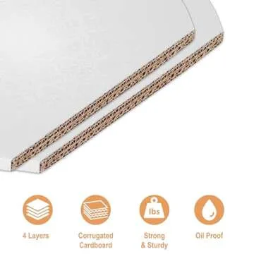 BOARDS+ 10 Inch Cake Boards (10 Pack) | 1/2" Thick, Greaseproof, Luxury Finish, Prop Up Tool & Ribbon