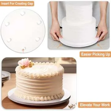 BOARDS+ 10 Inch Cake Boards (10 Pack) | 1/2" Thick, Greaseproof, Luxury Finish, Prop Up Tool & Ribbon