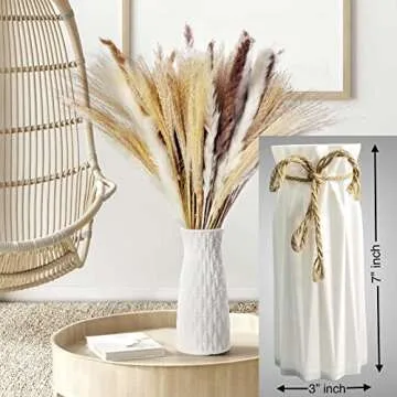 80Pcs+Vase Natural Dried Pampas Grass Decor for Elegant Home