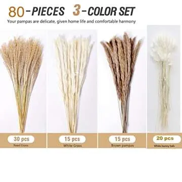 Elegant 80Pcs Pampas Grass Decor with Vase for Boho Style