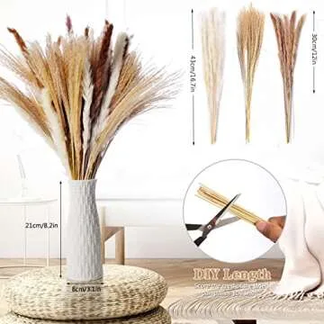 Elegant 80Pcs Pampas Grass Decor with Vase for Boho Style