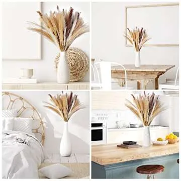 Elegant 80Pcs Pampas Grass Decor with Vase for Boho Style