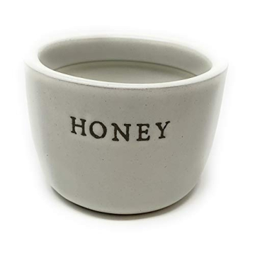 Farmhouse Stoneware Honey Pot with Wooden Lid & Dipper