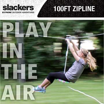Slackers 100 ft LED Night Riderz Series Zipline - Kids Zip line Kit with Safety Zipspring Brake System - Great Zipline Kit for Kids and Teens - Recommended Ages 7+