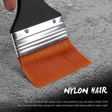 LIGHTWISH Set of 7 Flat Paint Brushes for Applying Gesso, Acrylic Paint, Oil Paint, Watercolor