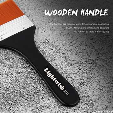 LIGHTWISH Set of 7 Flat Paint Brushes for Applying Gesso, Acrylic Paint, Oil Paint, Watercolor